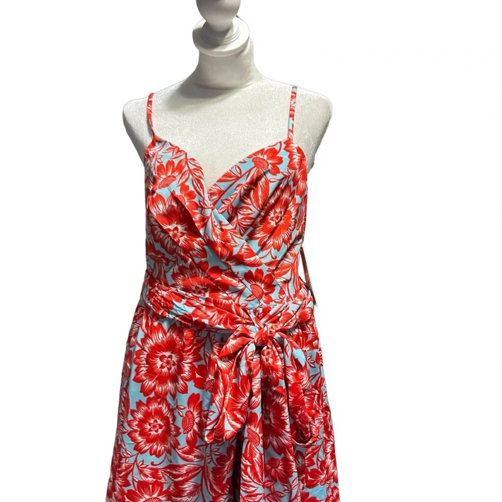 Eliza J Women's Petite Style Crepe De Chine Spaghetti Strap Printed Floral Dress - Picture 3 of 7